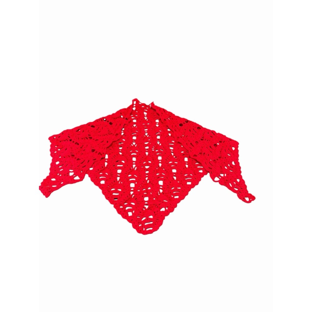 Handmade Crochet Shawl Wrap Triangle women or girls SKULL RED